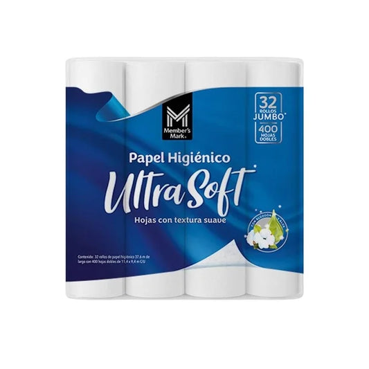 Papel Higiénico Member's Mark Ultra Soft con 32 Rollos de 400 Hojas Dobles