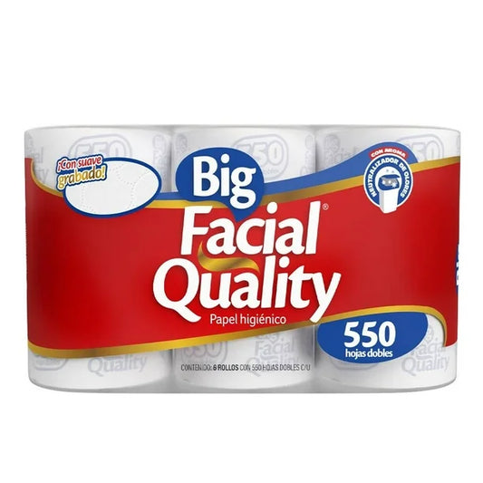 Papel higiénico Big Facial Quality 6 rollos de 550 hojas dobles