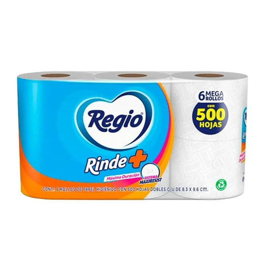 Higiénico Regio rinde + 6 rollos de 500 hd