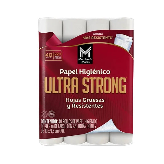 Papel Higiénico Member's Mark Ultra Strong con 40 Rollos de 220 Hojas Dobles